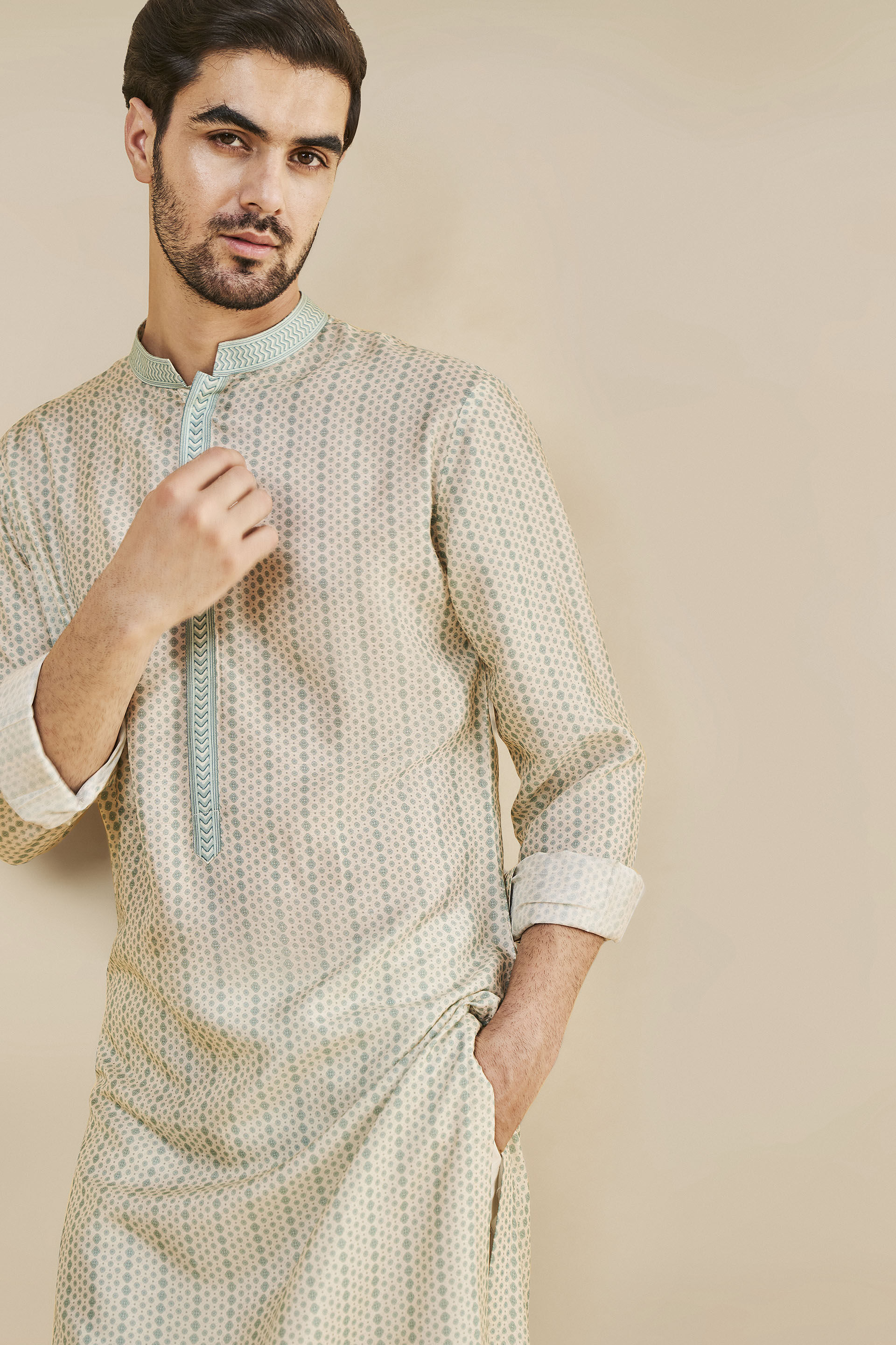 Mukfi Kurta - Sea Blue, Sea Blue, image 3